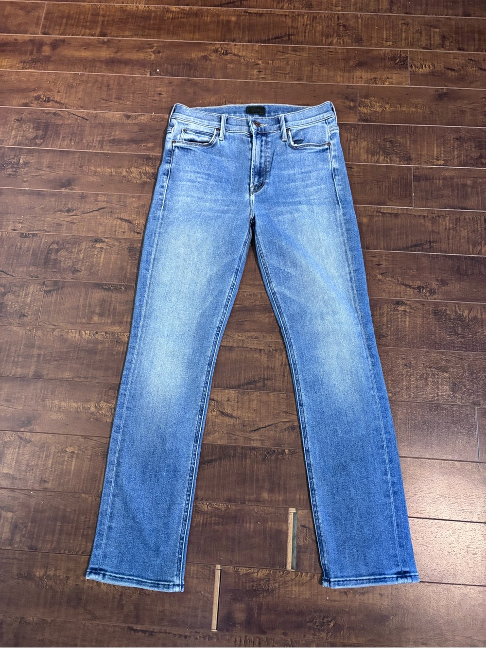 MOTHER Slim Straight Jeans in Light Blue Wash